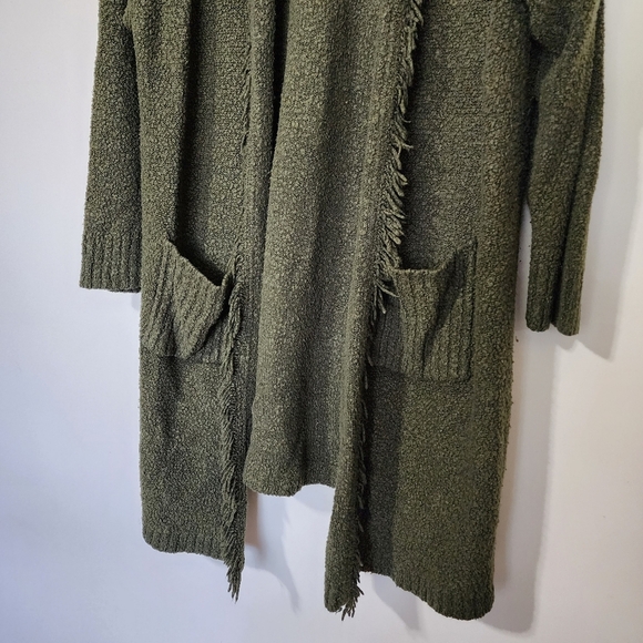 Olive Green oversized Knit Cardigan fringe long Sweater - Picture 7 of 7